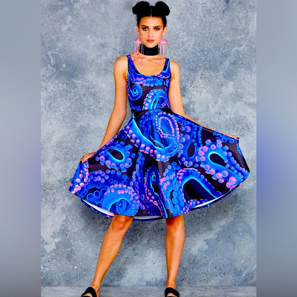 Blackmilk Neon Octopus Midi Dress NWT Size Large BM Fit